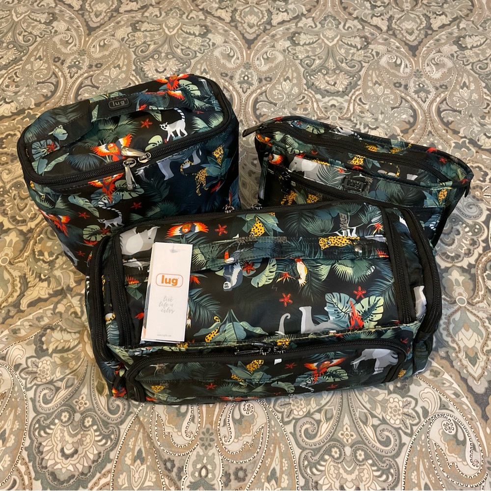 NWT LUG 3 Piece Set Travel Trolley Wild Life Black